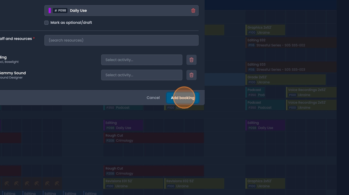 Add booking save button to finalize and store new booking