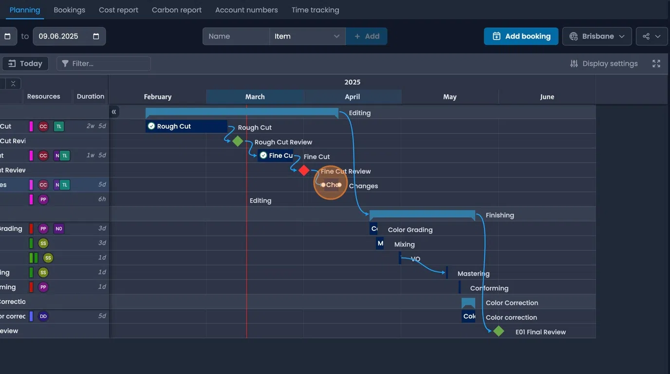 Booking click interaction showing details overview and double-click editing