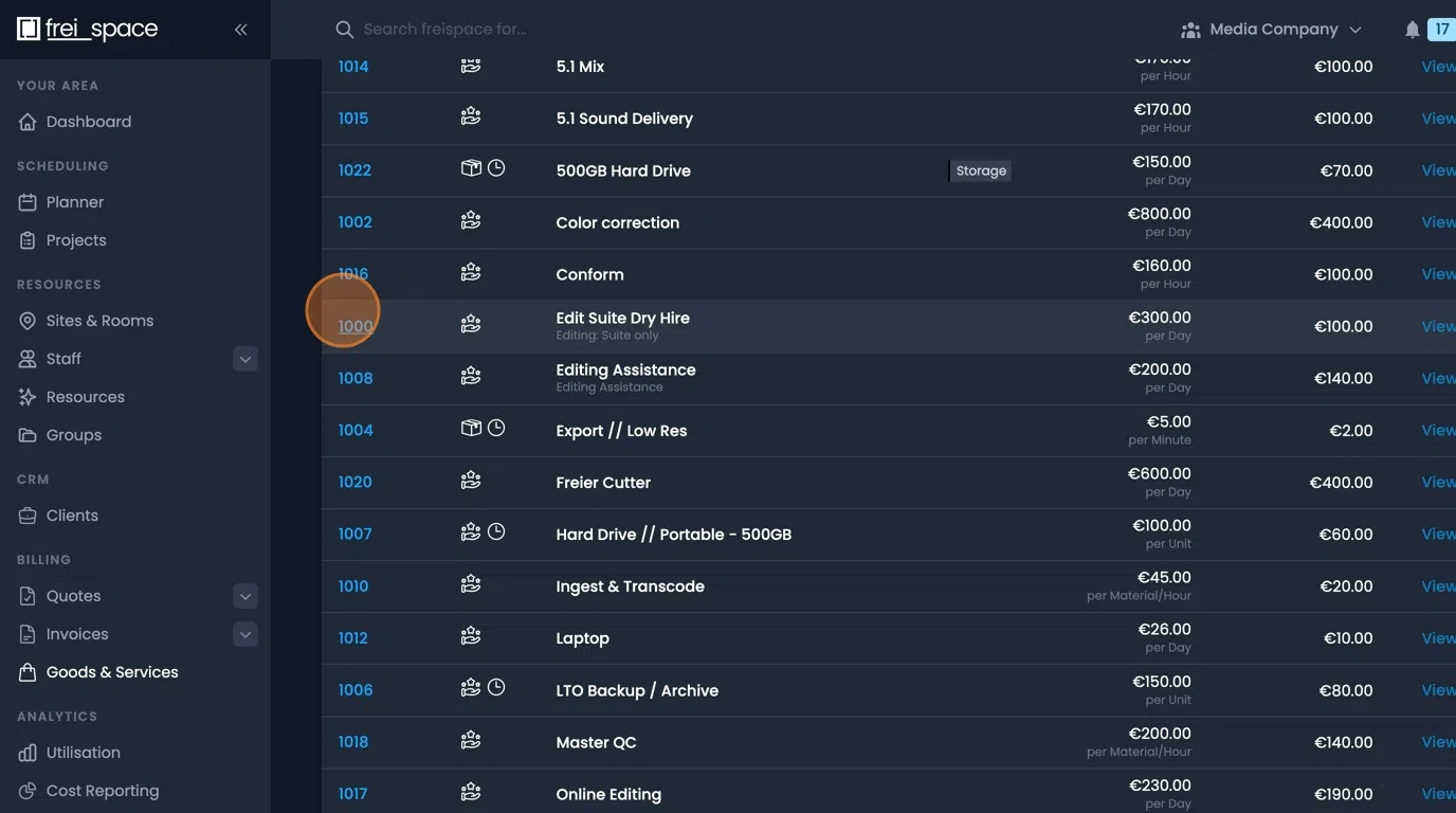 Components tab for managing item breakdown and sub-components