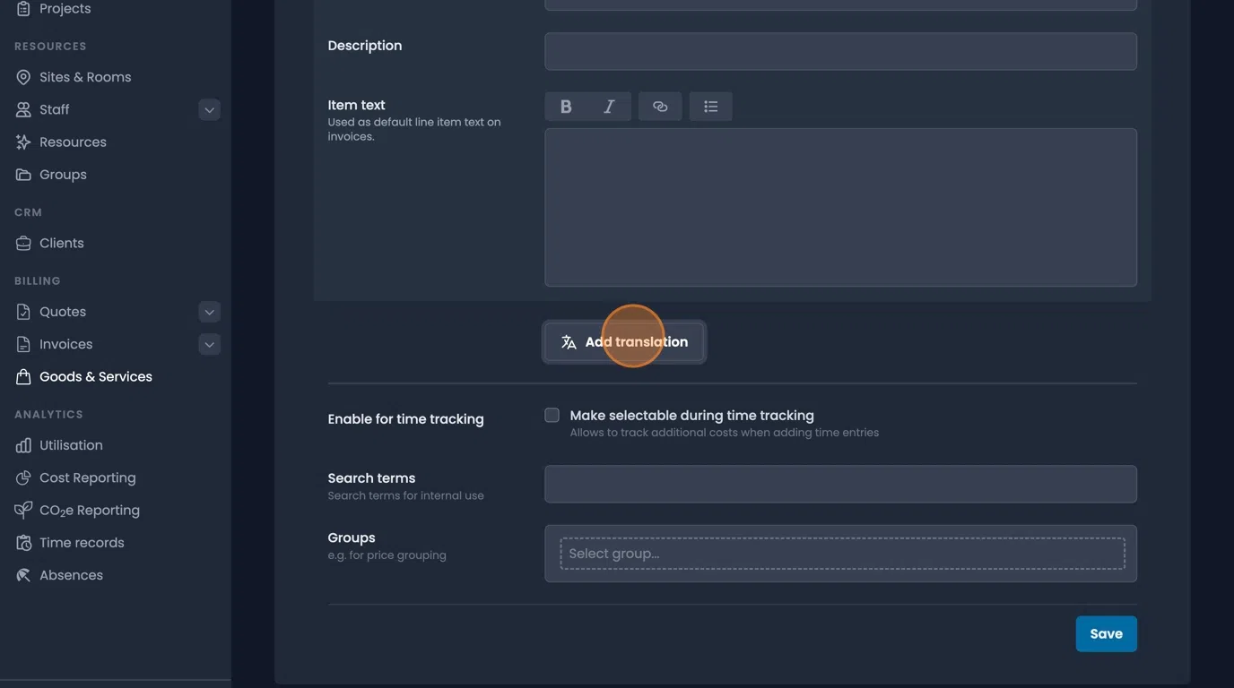 Multilingual translation options for international goods and services