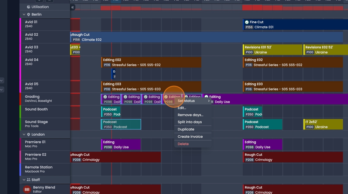 Shift click to select multiple individual bookings for batch operations