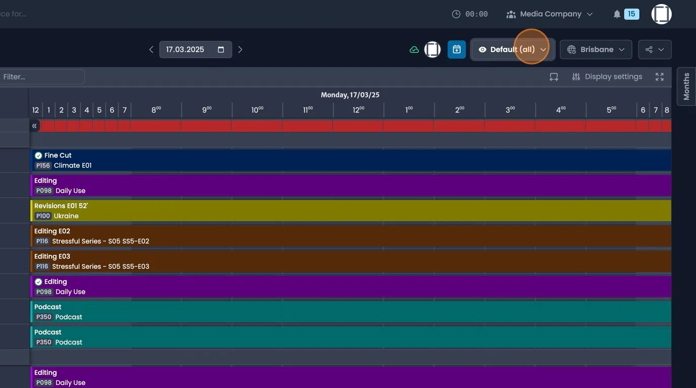 Resource lists dropdown menu for switching between and creating new views